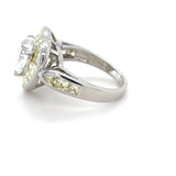 Oscar Heyman, 3.15 Carats Heart Diamond and Yellow Diamond Engagement Ring