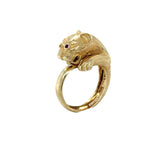 Ilias Lalaounis Lion Head Bypass Ring 18K Yellow Gold and Ruby