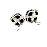 Seaman Schepps, Diamond and Ebony Wood Earclips, 18 Karat White Gold