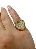 Diamond Pave Heart Ring 18K Yellow Gold