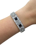 Art Deco, 15.50 Carats Diamond and Onyx Bracelet, Platinum
