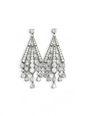 Vintage Diamond Chandelier Earrings, 16 Carats, Platinum