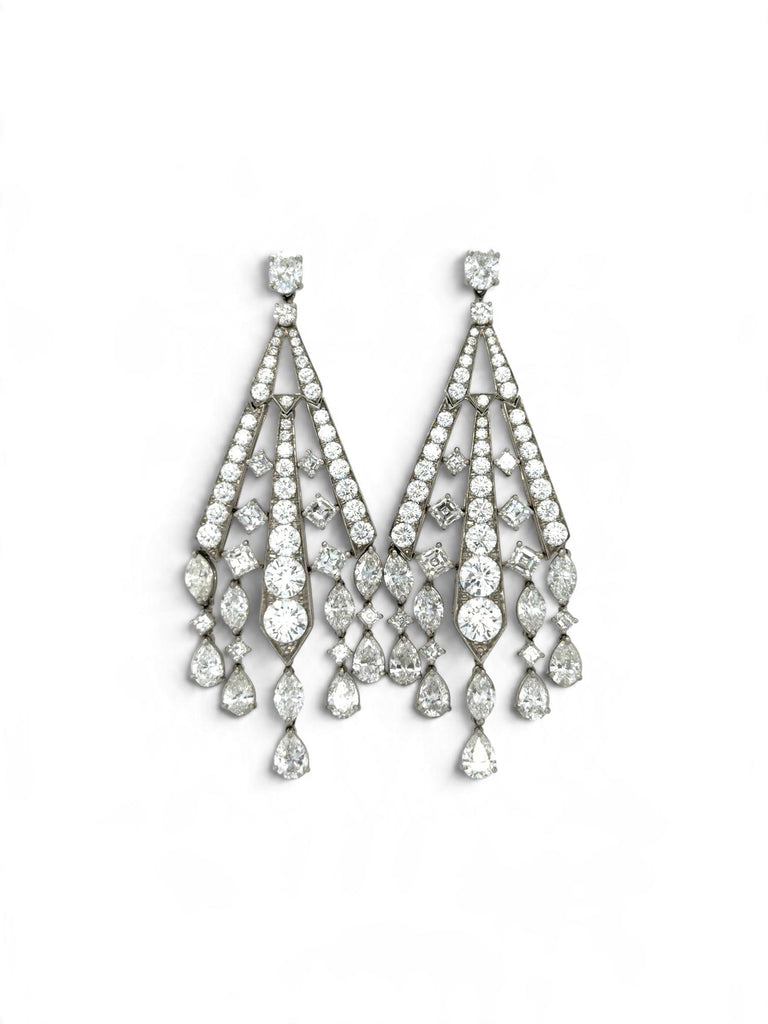 Vintage Diamond Chandelier Earrings, 16 Carats, Platinum