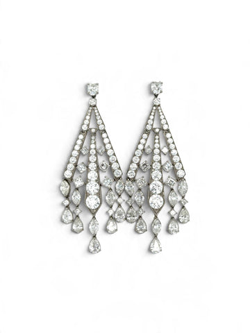 Vintage Diamond Chandelier Earrings, 16 Carats, Platinum