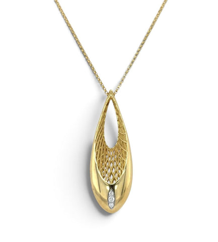 Roberto Coin, "Golden Gate" Yellow Gold and Diamond Pendant/ Necklace, 18K