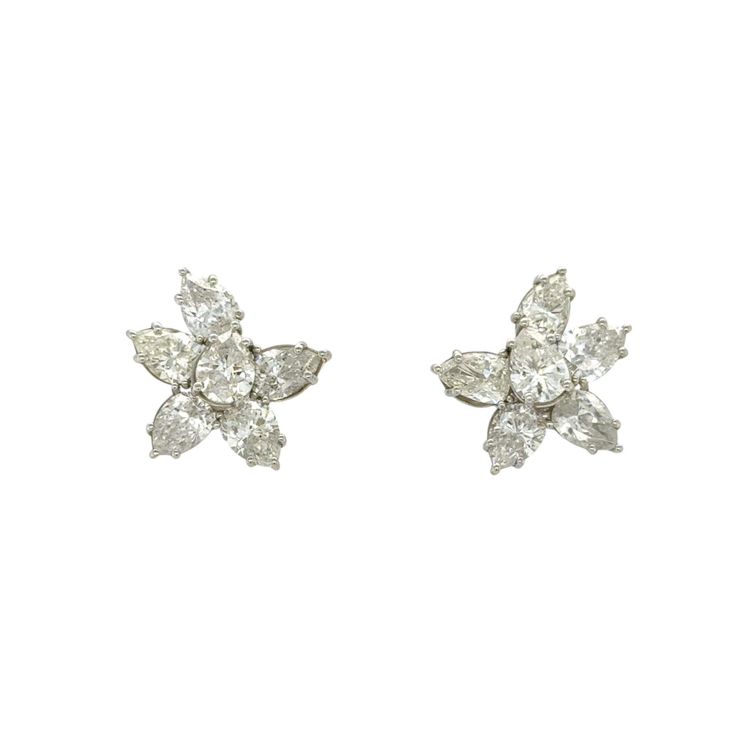 Platinum and Diamond Cluster Earrings