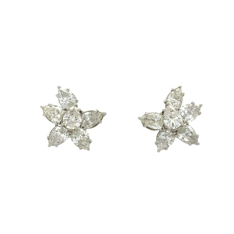 Platinum and Diamond Cluster Earrings