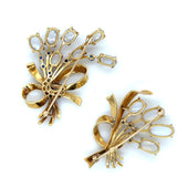 Raymond C. Yard Retro Yellow Moonstone, Sapphire and Diamond Brooches