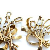 Raymond C. Yard Retro Yellow Moonstone, Sapphire and Diamond Brooches