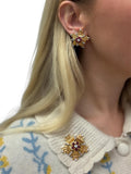Retro, Ruby and Diamond Star Set, 14K Yellow Gold