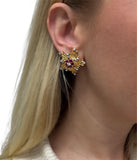 Retro, Ruby and Diamond Star Set, 14K Yellow Gold