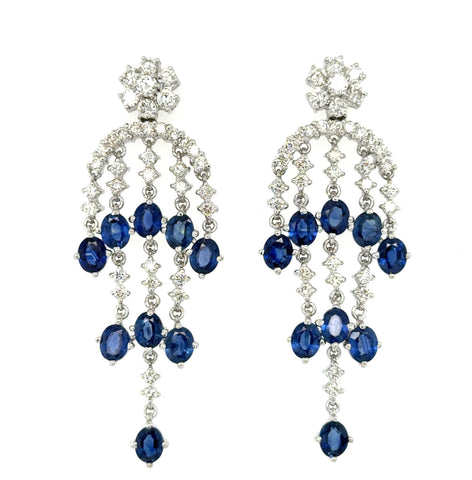 Sapphire and Diamond Chandelier Earrings, 18K