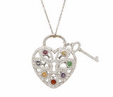 Tiffany & Co., Diamond And Multigem Heart Key Locket Pendant/Necklace