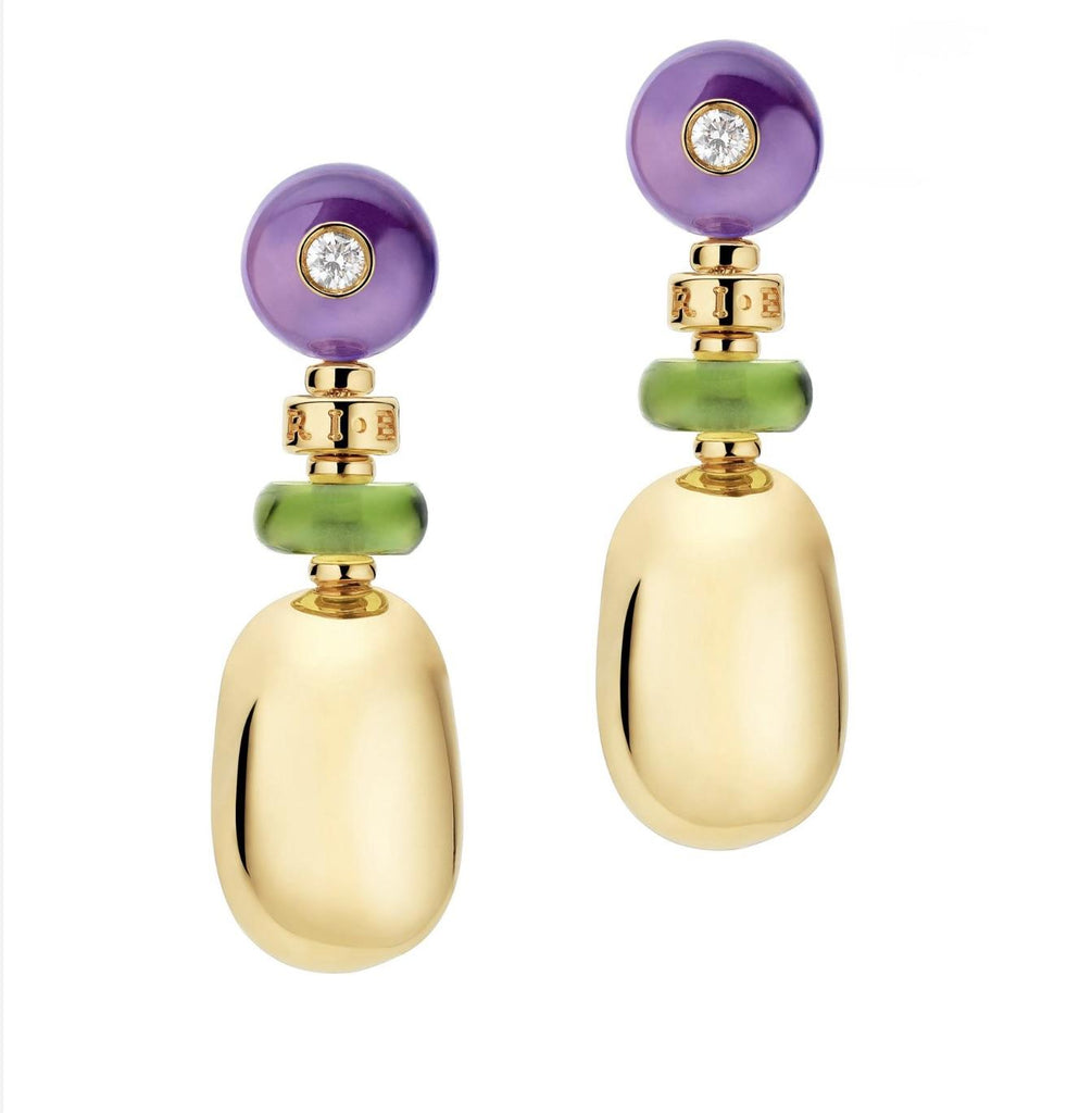 Bvlgari, Mediterranean Eden Diamond, Amethyst and Peridot Earrings, 18K