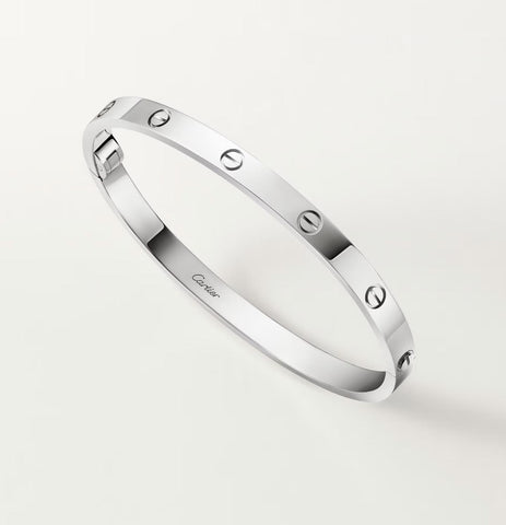 Cartier, Love Medium Model Bangle Bracelet, 18K White Gold, Size 18