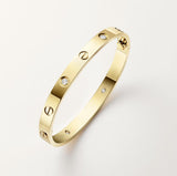 Cartier, Love Bracelet Classic Model 4 Diamonds Bangle Bracelet, size 18