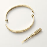 Cartier, Love Bracelet Classic Model 4 Diamonds Bangle Bracelet, size 18