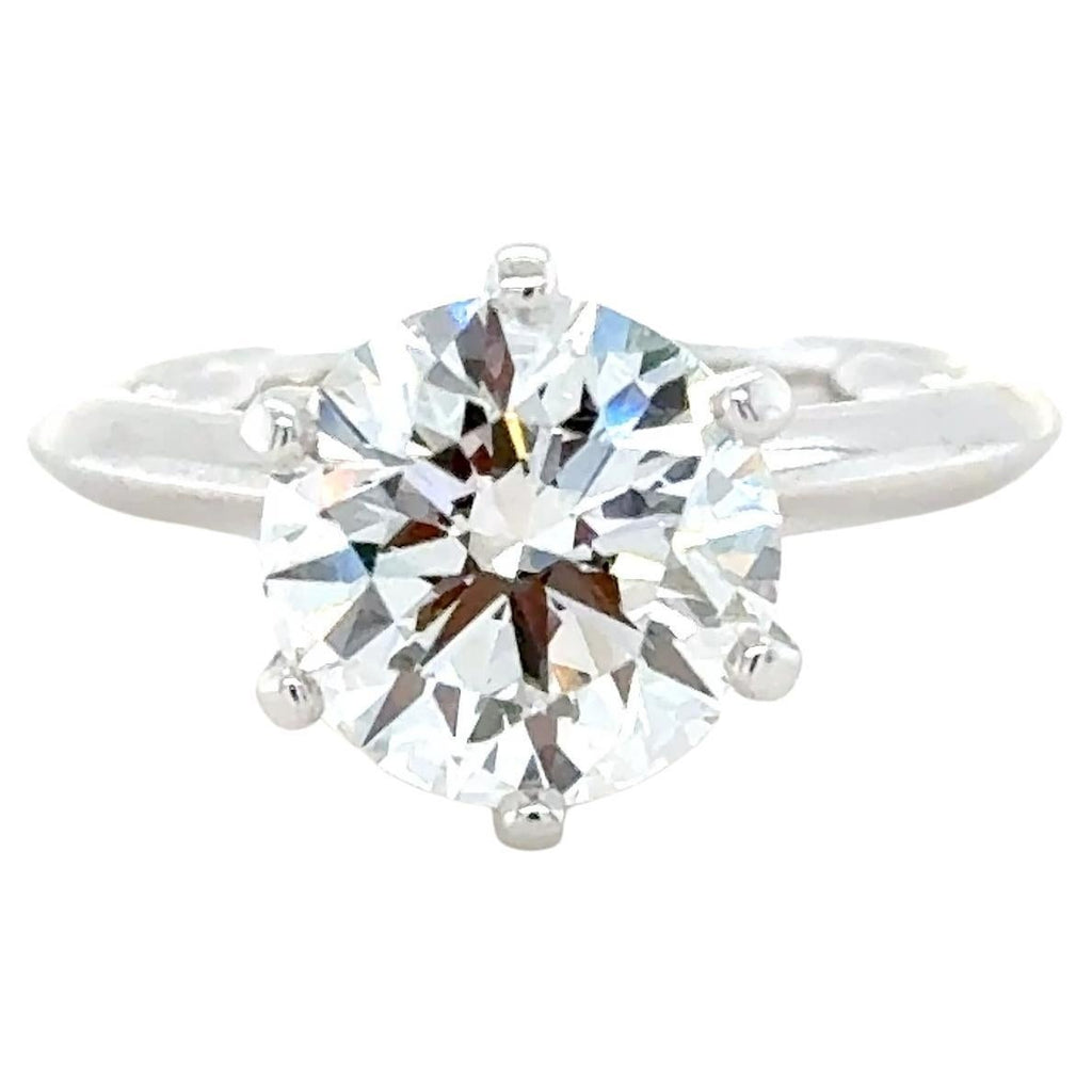 Tiffany & Co., 3.08 Carat Round Brilliant Cut Diamond Engagement Ring