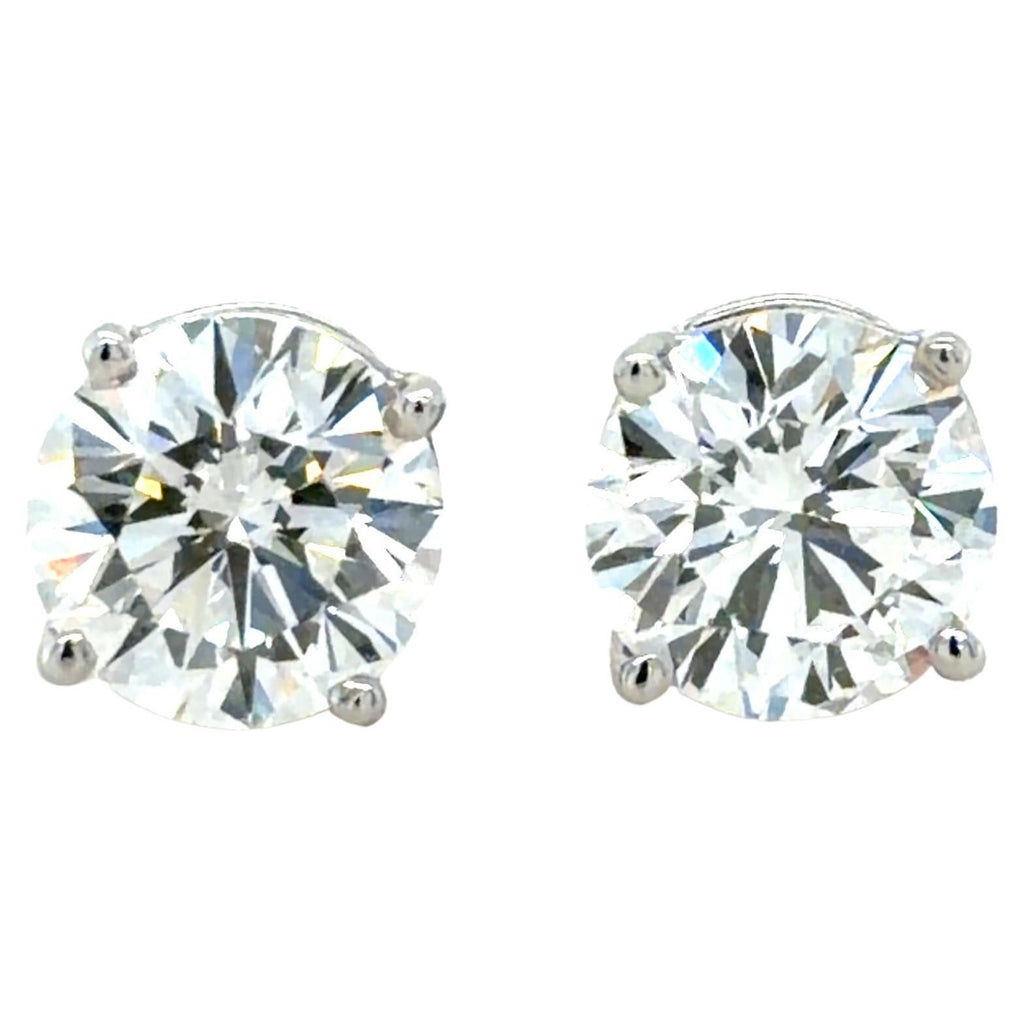 Tiffany & Co. 4.05 Carat Round Brilliant Cut Diamond Stud Earrings