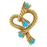 Tiffany & Co. Vintage Schlumberger Studios Yellow Gold and Turquoise Brooch 18K