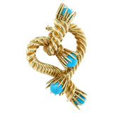 Tiffany & Co. Vintage Schlumberger Studios Yellow Gold and Turquoise Brooch 18K