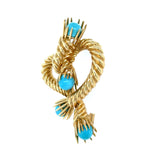 Tiffany & Co. Vintage Schlumberger Studios Yellow Gold and Turquoise Brooch 18K