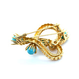 Tiffany & Co. Vintage Schlumberger Studios Yellow Gold and Turquoise Brooch 18K