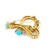 Tiffany & Co. Vintage Schlumberger Studios Yellow Gold and Turquoise Brooch 18K