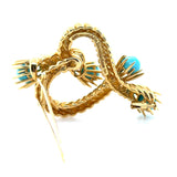 Tiffany & Co. Vintage Schlumberger Studios Yellow Gold and Turquoise Brooch 18K