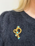 Tiffany & Co. Vintage Schlumberger Studios Yellow Gold and Turquoise Brooch 18K