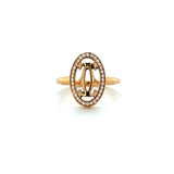 Cartier 18K Rose Gold Ring with Logo Double C Motif and Diamond Halo