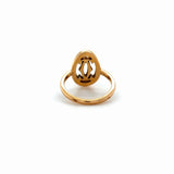 Cartier 18K Rose Gold Ring with Logo Double C Motif and Diamond Halo