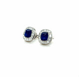 AGL Ceylon Sapphire and Diamond Earrings, Platinum