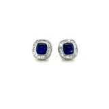 AGL Ceylon Sapphire and Diamond Earrings, Platinum