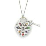 Tiffany & Co., Diamond And Multigem Heart Key Locket Pendant/Necklace