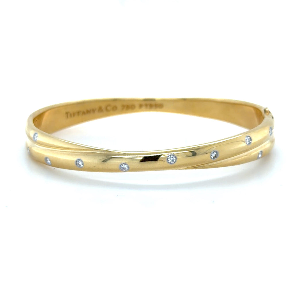 Tiffany & Co. Etoile Yellow Gold, Platinum and Diamond Bangle Bracelet