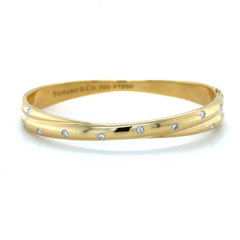 Tiffany & Co. Etoile Yellow Gold, Platinum and Diamond Bangle Bracelet