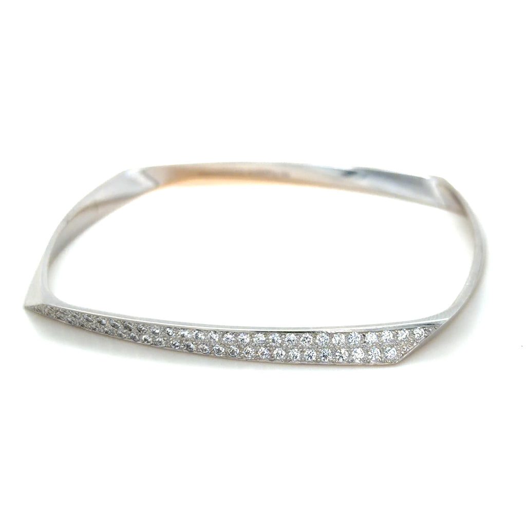Tiffany & Co., Frank Ghery Torque 18K White Gold and Diamond Bangle Bracelet