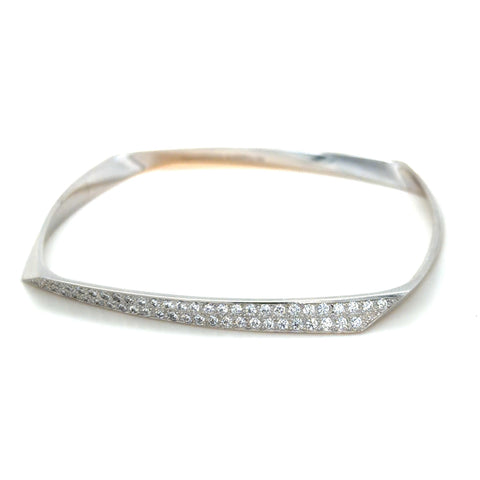 Tiffany & Co., Frank Ghery Torque 18K White Gold and Diamond Bangle Bracelet