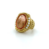 Judith Ripka, Citrine Intaglio and Diamond Ring, 18K Yellow Gold