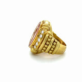 Judith Ripka, Citrine Intaglio and Diamond Ring, 18K Yellow Gold