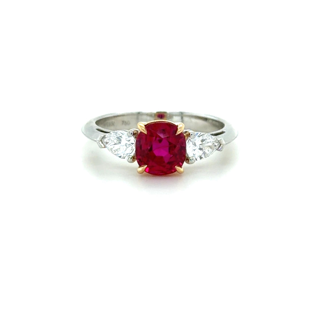 Tiffany & Co., AGL 2.00 Ct Burma Ruby and Diamond Ring, Platinum and 18K