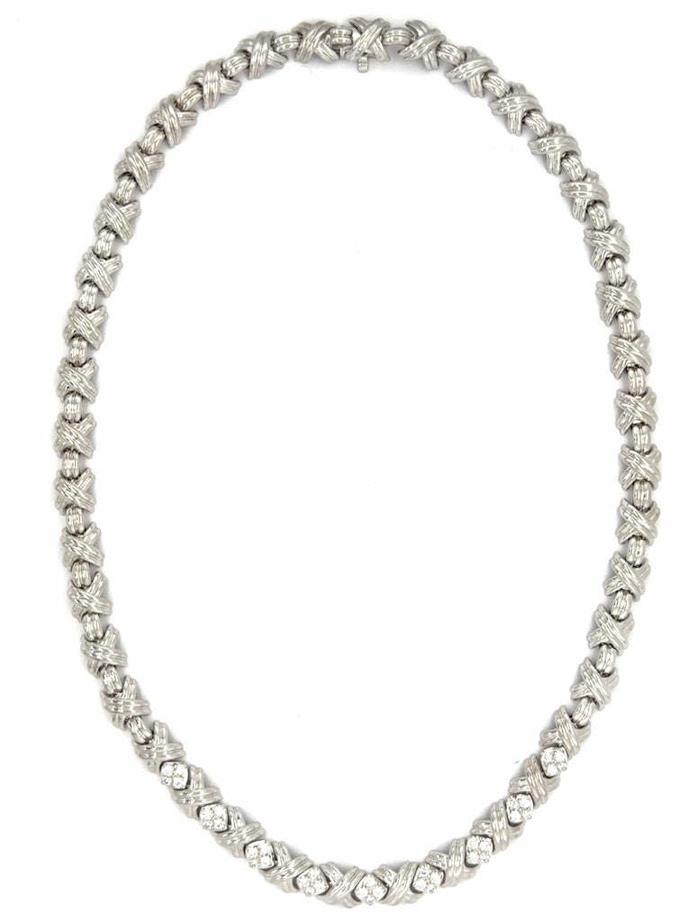 Tiffany & Co. Signature X Link Necklace, Diamond and 18k White Gold