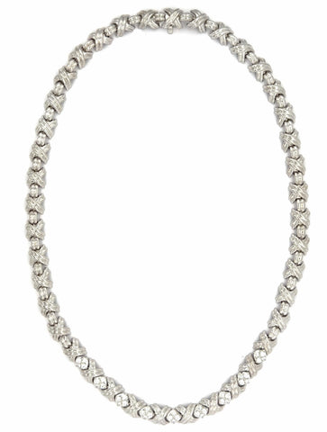 Tiffany & Co. Signature X Link Necklace, Diamond and 18k White Gold
