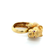 Ilias Lalaounis Lion Head Bypass Ring 18K Yellow Gold and Ruby