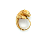Ilias Lalaounis Lion Head Bypass Ring 18K Yellow Gold and Ruby