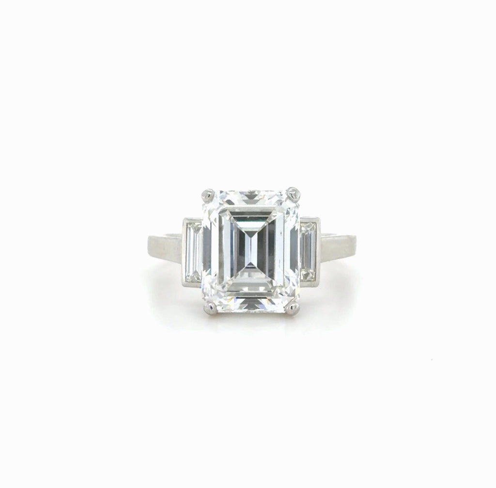 GIA 5.14 Carat Emerald Cut Diamond Engagement Ring