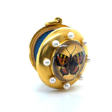 RARE Antique Essex Crystal Butterfly Locket Pendant 22K Yellow Gold