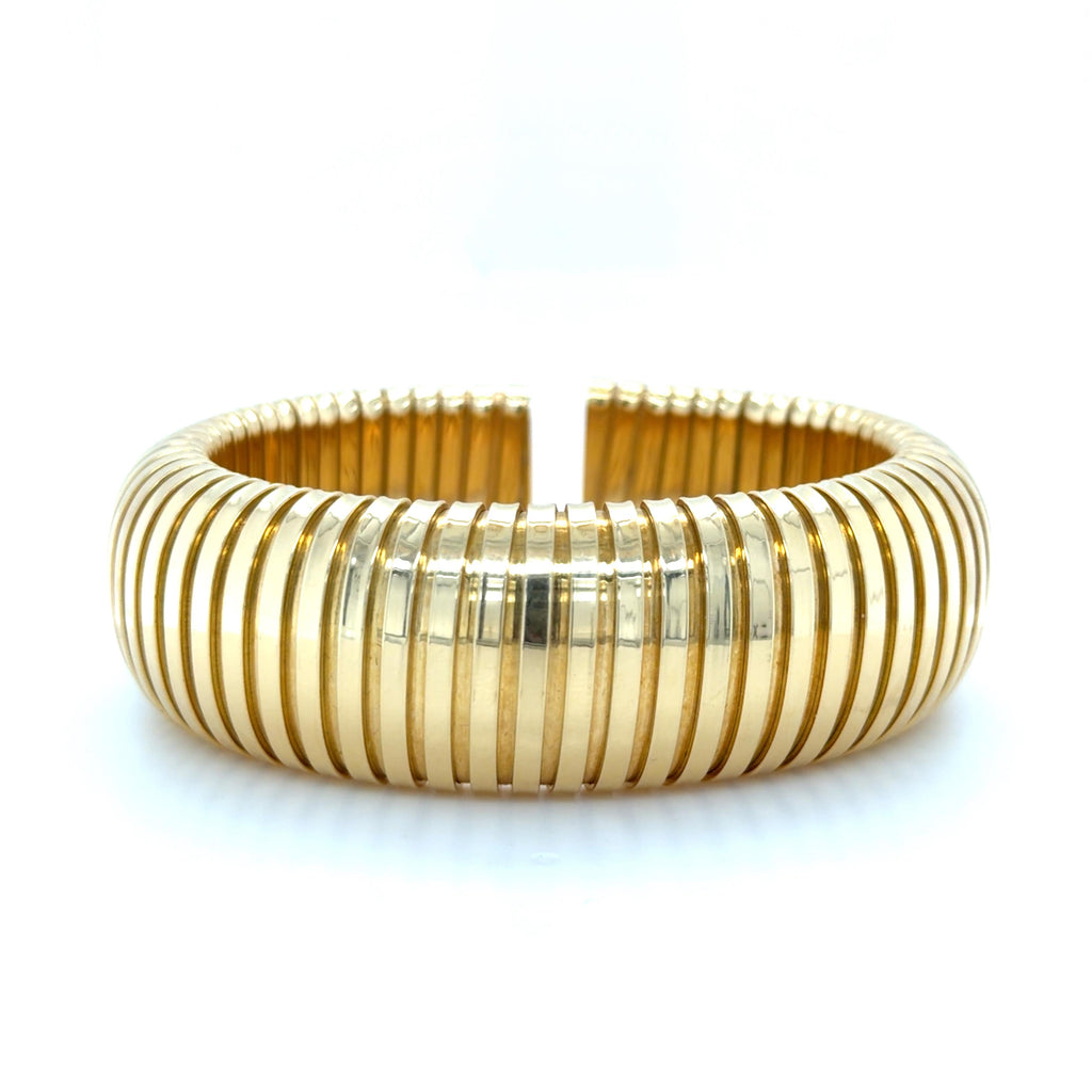 Sidney Garber, 18K Yellow Gold Tubogas Domed Cuff Bracelet