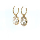 GIA 7.86 Carat Antique Oval Cut Diamond Drop Hoop Earrings